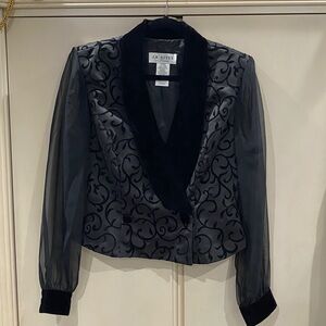 J.R Nites by Caliendo Womens Velvet Mesh sleeves Blouse Size 14